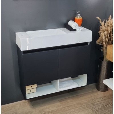 ТУМБА С УМЫВАЛЬНИКОМ FANCY MARBLE ITAKA 80х25, ГРАФИТ, фото 1